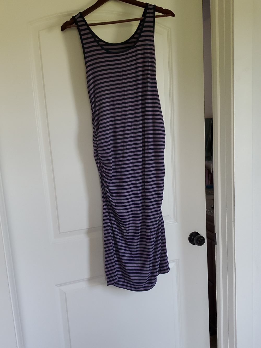 Liz Lange Striped Purple & Navy Maternity Dress